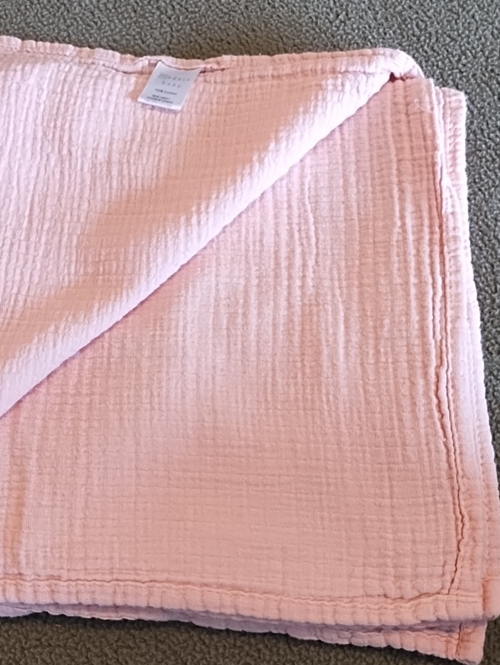 Modern Baby Muslin Baby Swaddle Blanket Security Lovey Cotton 32x39 Solid Pink - Picture 2 of 6